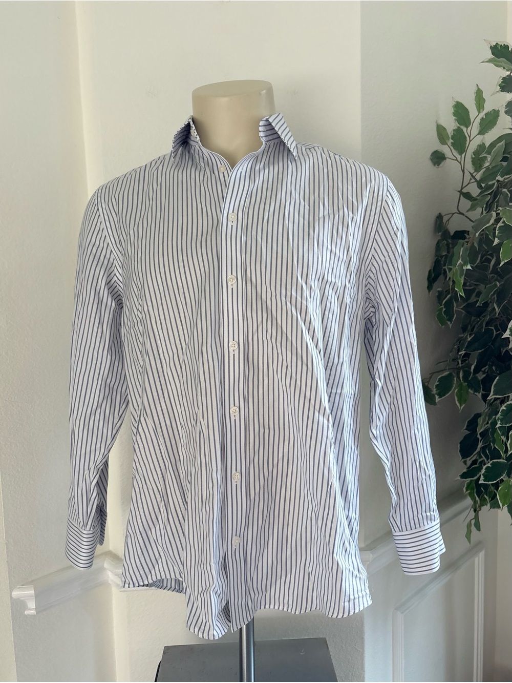 Charles Tyrwhitt White Shirt with Navy Pinstripes